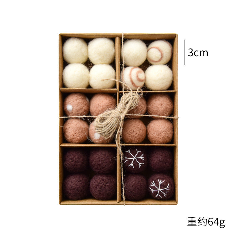 NUCHI Cross Border Christmas Decorations Wool Felt 24 Pieces suit Christmas Ball Christmas Scene Decorations Pendant