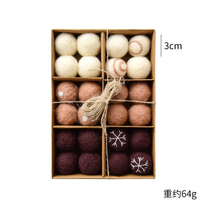 NUCHI Cross Border Christmas Decorations Wool Felt 24 Pieces suit Christmas Ball Christmas Scene Decorations Pendant