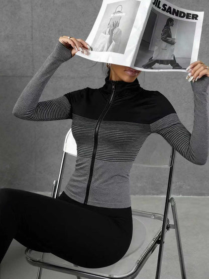 1Pcs Seamless Women's Sports Tight Jacket Jacket Zipper Hooded Sports Cycling and Other Sports Scenes
