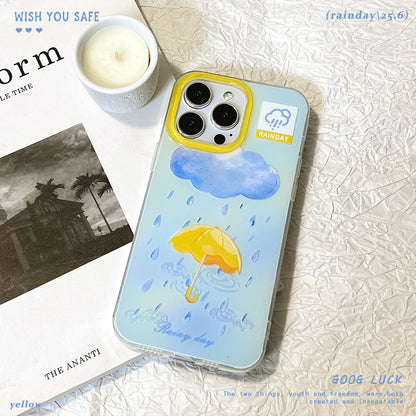 Rainy Day Large Hole Imd Suitable for Apple 17 Mobile Phone Case Iphone16Promax Girl Cute Mobile Phone Case
