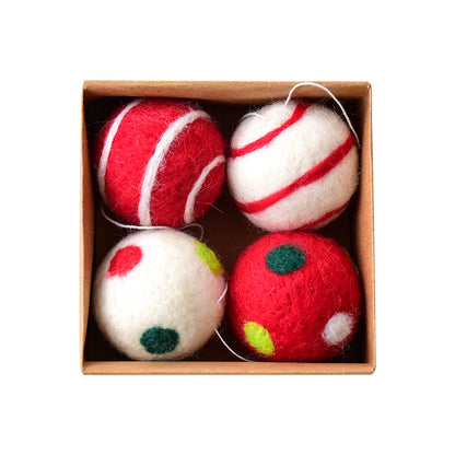 Nuchi Cross-Border Christmas Decorations Wool Felt Christmas Balls Snowflake Christmas Balls Christmas Tree Decoration Balls Hanging