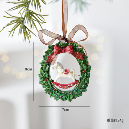 Nuchi Cross-Border Retro Resin Christmas Tree Ornaments Christmas Decoration Wreath Hanging Decorations Christmas Decoration Gifts