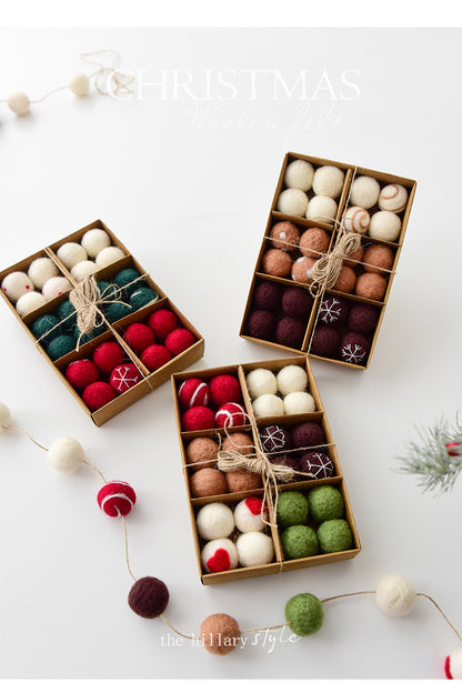 NUCHI Cross Border Christmas Decorations Wool Felt 24 Pieces suit Christmas Ball Christmas Scene Decorations Pendant