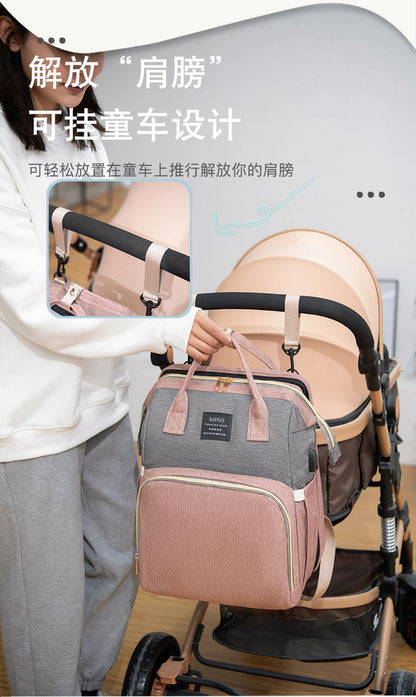 Cross-border Mummy Bag Anti-mosquito Multifunctional Folding Crib Back Milk Bag Travel Large Capacity Dry and Wet Separation Maternal and Baby Bag
