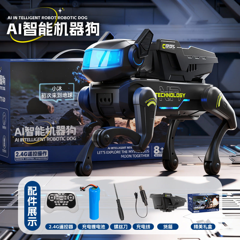 Remote Control Ai Smart Toy Robot Dog Children's Water Bomb Mechanical Dog Toy Companion Interactive Programming Birthday Gift