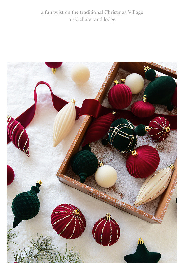 NUCHI cross-border Christmas decorations Christmas ball flocking ball Christmas ball Christmas ball Christmas tree decoration pendant