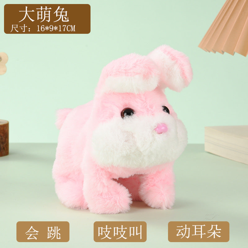 1 Electric Stuffed Rabbit Simulation Pet Can Walk, Bark, Moving Mouth and Shaking Ears Big Cute Rabbit Pet Toy