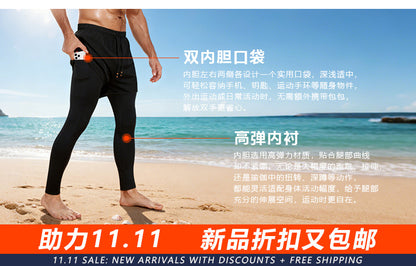 Sports Outdoor Yoga Pants Spring and Summer Fitness Running Marathon Base Shorts Quick-Drying Tight Compression Five-Point Shorts for Men