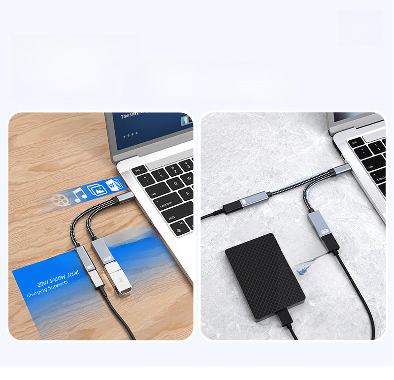 Cross-Border Two-In-One Multi-Function Adapter 60W Fast Charging Type-C to USB Otg Adapter Suitable for Apple 16