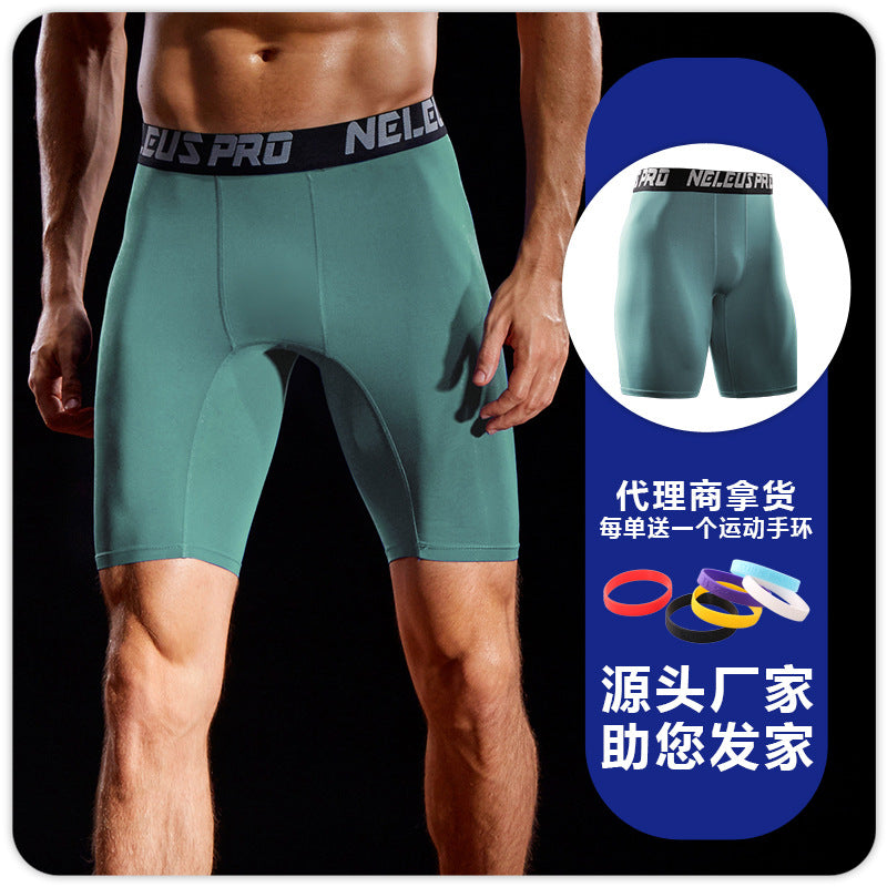Sports Outdoor Yoga Pants Spring and Summer Fitness Running Marathon Base Shorts Quick-Drying Tight Compression Five-Point Shorts for Men