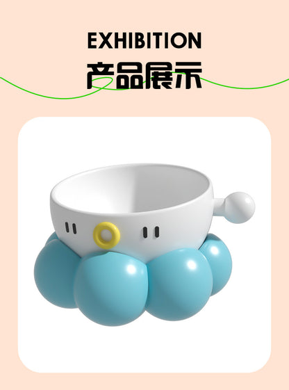Ceramic Pet Bowl, Universal Non-Slip Cat and Dog Food Bowl, Neck Guard, Slanted Mouth Bowl, Detachable, Deepened, Anti-Splash Water Bowl Set