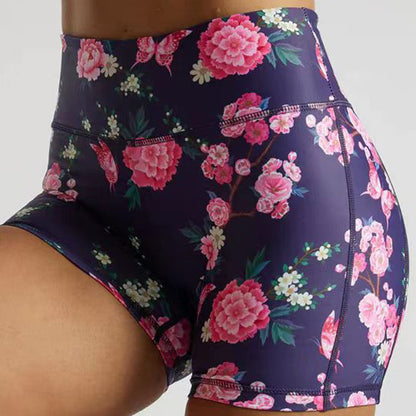 New Cross-Border European and American Fashion Cartoon Printed Shorts High Waist Hip Lifting Sports Fitness Running Yoga Three-Quarter Pants for Women