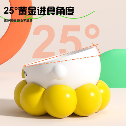 Ceramic Pet Bowl, Universal Non-Slip Cat and Dog Food Bowl, Neck Guard, Slanted Mouth Bowl, Detachable, Deepened, Anti-Splash Water Bowl Set