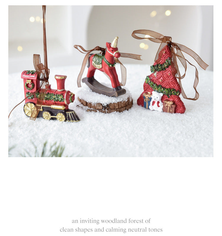 Nuchi Cross-Border Retro Resin Christmas Tree Ornaments Christmas Decoration Wreath Hanging Decorations Christmas Decoration Gifts