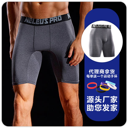 Sports Outdoor Yoga Pants Spring and Summer Fitness Running Marathon Base Shorts Quick-Drying Tight Compression Five-Point Shorts for Men