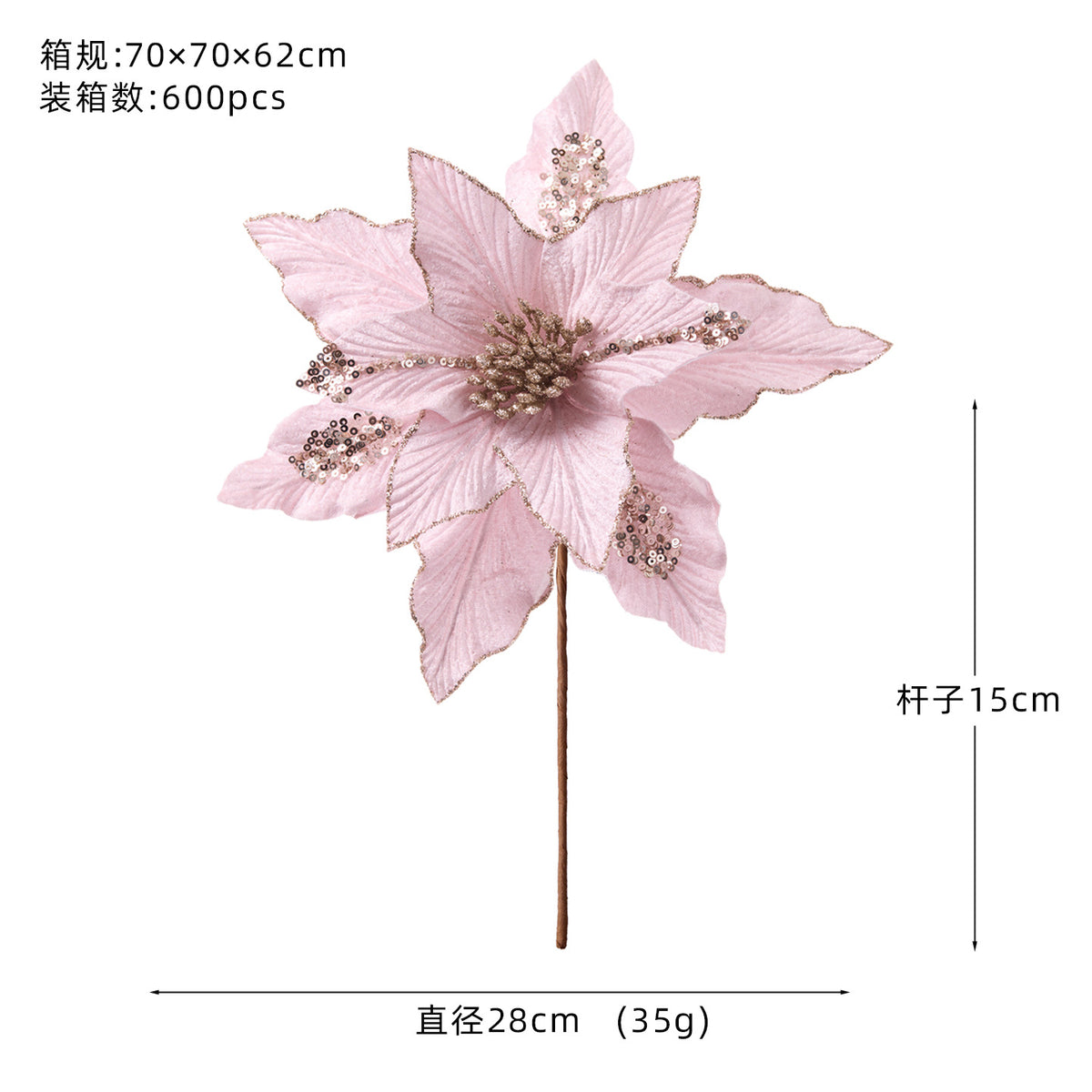 New In-Stock Handmade Powder-Adhesive Korean-Style Artificial Flowers Christmas Decorations Christmas Tree Ornaments Christmas Flowers