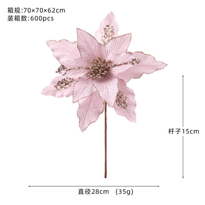 New In-Stock Handmade Powder-Adhesive Korean-Style Artificial Flowers Christmas Decorations Christmas Tree Ornaments Christmas Flowers