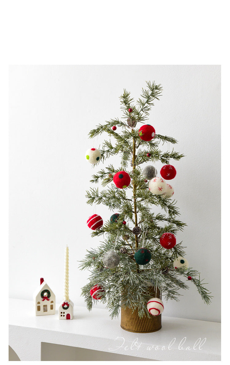 Nuchi Cross-Border Christmas Decorations Wool Felt Christmas Balls Snowflake Christmas Balls Christmas Tree Decoration Balls Hanging