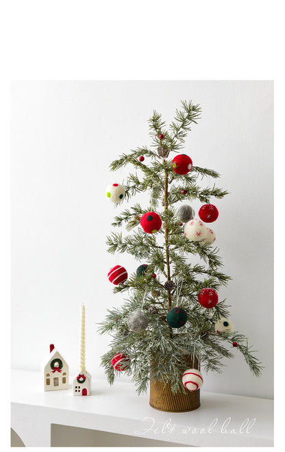 Nuchi Cross-Border Christmas Decorations Wool Felt Christmas Balls Snowflake Christmas Balls Christmas Tree Decoration Balls Hanging