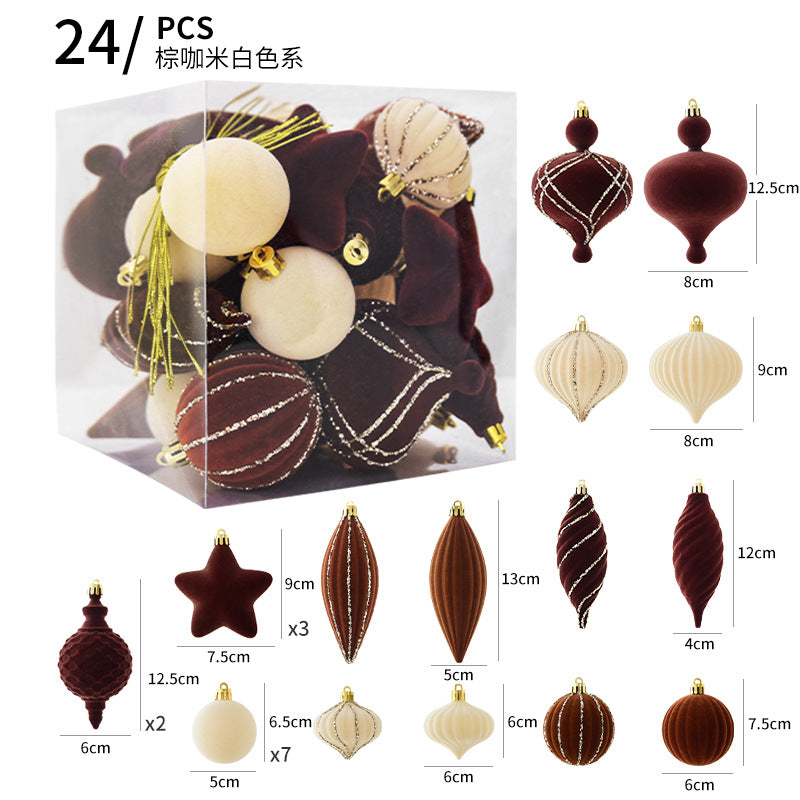 NUCHI cross-border Christmas decorations Christmas ball flocking ball Christmas ball Christmas ball Christmas tree decoration pendant