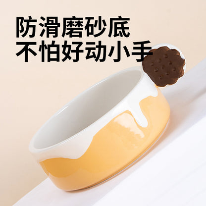 Leyoupai cat bowl ceramic neck protection Pet Bowl cat dog drinking double bowl anti-knock dog bowl Cat Basin pet tableware