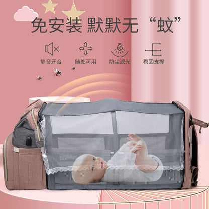 Cross-border Mummy Bag Anti-mosquito Multifunctional Folding Crib Back Milk Bag Travel Large Capacity Dry and Wet Separation Maternal and Baby Bag