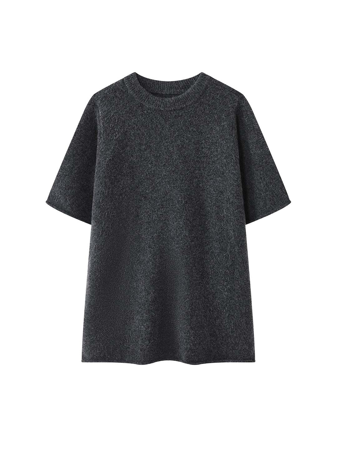 Louvre Early Spring New Korean Style Simple Round Neck Knitted Slightly Curled Sweater Soft and Comfortable Casual Top for Women