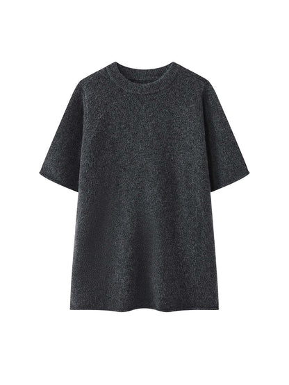 Louvre Early Spring New Korean Style Simple Round Neck Knitted Slightly Curled Sweater Soft and Comfortable Casual Top for Women