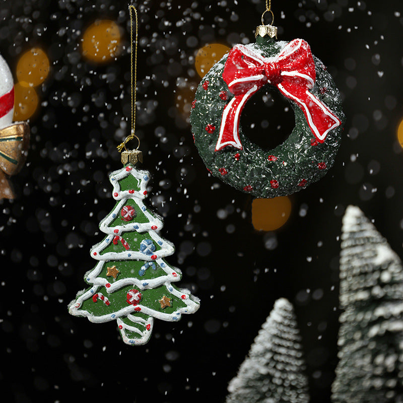 Christmas decoration small pendant gingerbread man plate House crutch car pendant Christmas tree Christmas wreath pendant