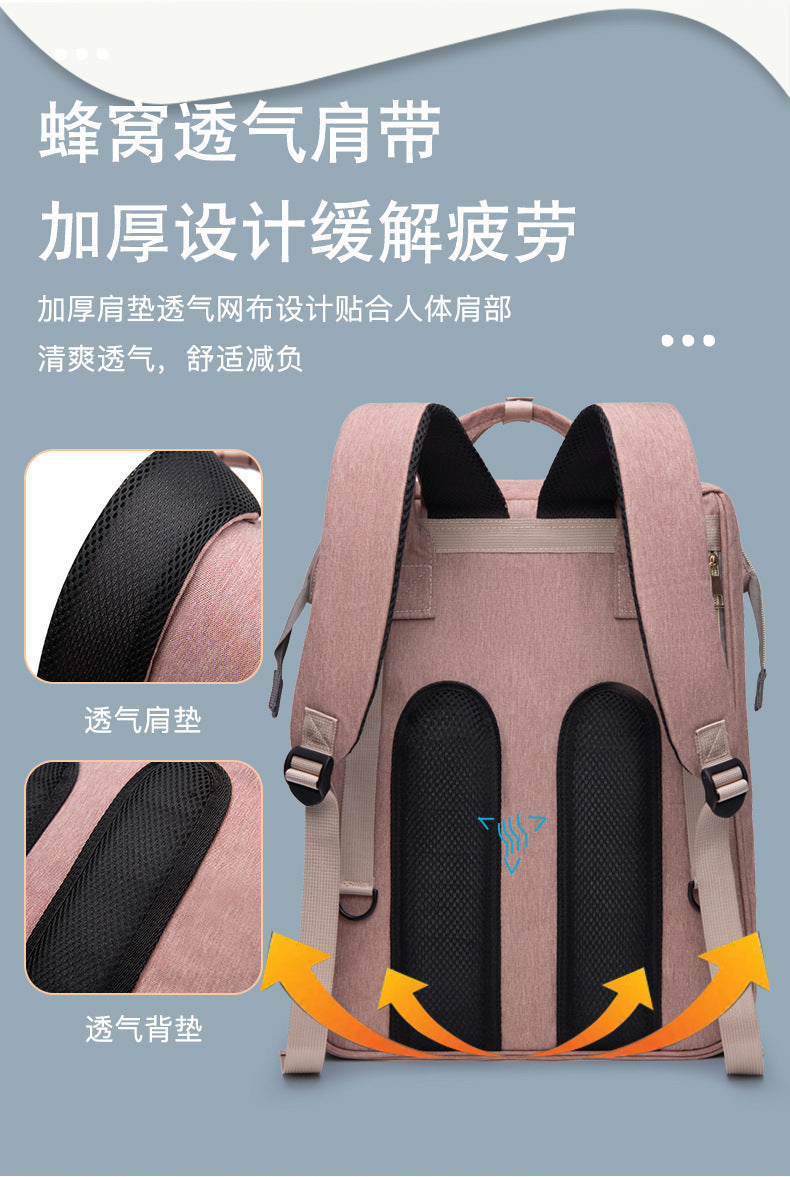Cross-border Mummy Bag Anti-mosquito Multifunctional Folding Crib Back Milk Bag Travel Large Capacity Dry and Wet Separation Maternal and Baby Bag