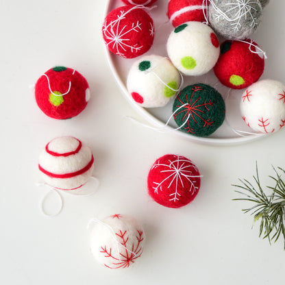 Nuchi Cross-Border Christmas Decorations Wool Felt Christmas Balls Snowflake Christmas Balls Christmas Tree Decoration Balls Hanging