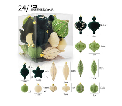 NUCHI cross-border Christmas decorations Christmas ball flocking ball Christmas ball Christmas ball Christmas tree decoration pendant