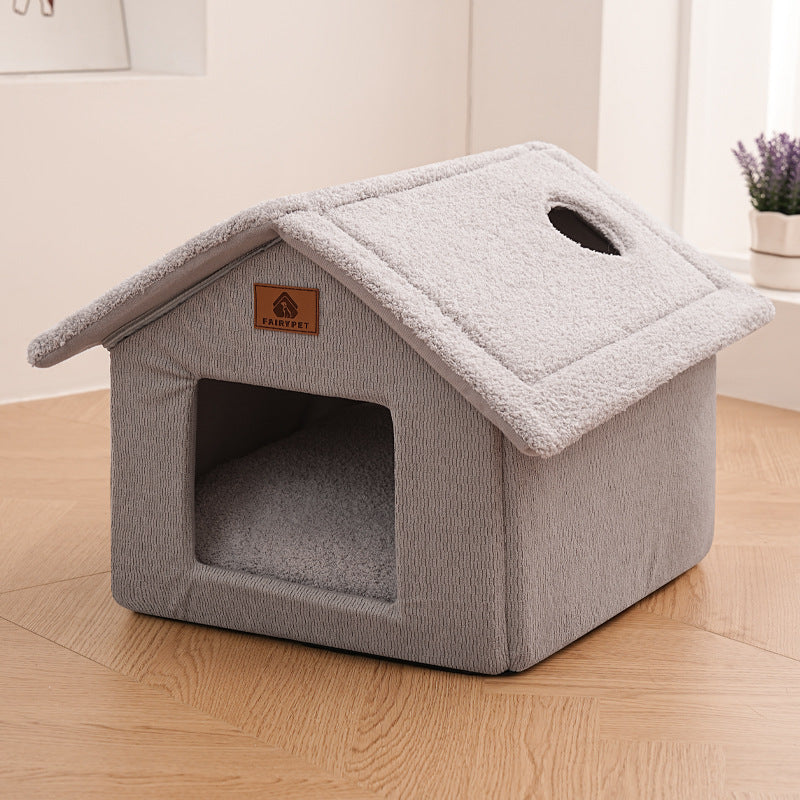 Cross-Border Winter Cat Nest, Detachable and Washable, Warm and Thickened Enclosed House Nest, Suitable for Kittens and Small Dogs
