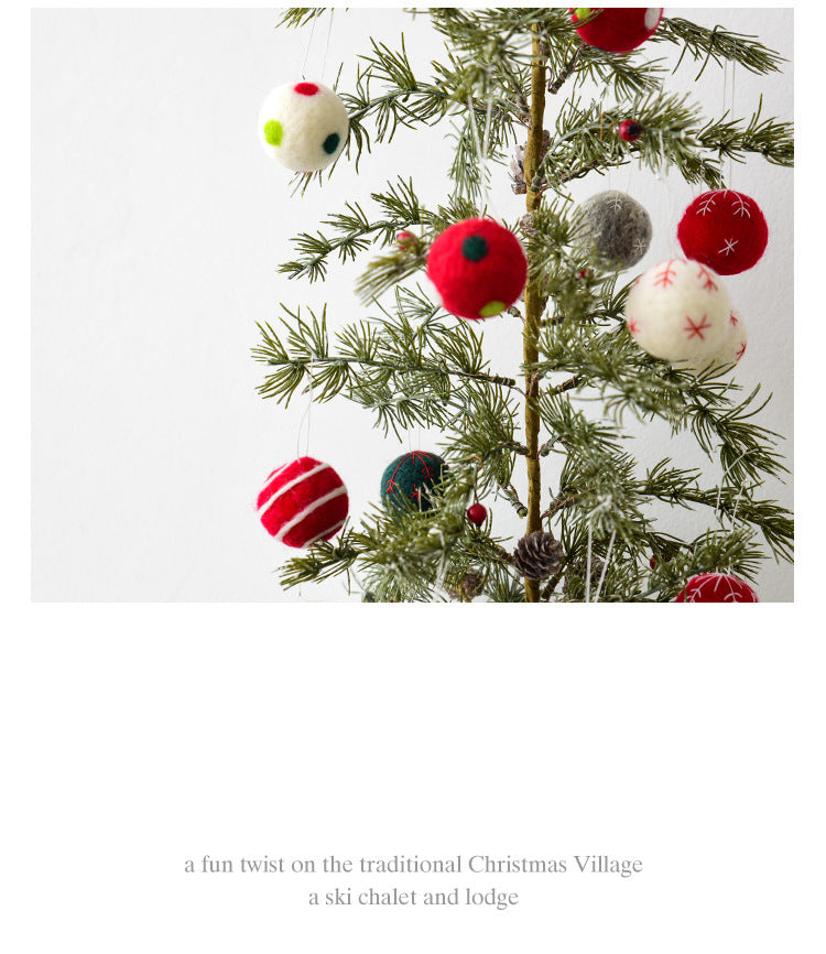 Nuchi Cross-Border Christmas Decorations Wool Felt Christmas Balls Snowflake Christmas Balls Christmas Tree Decoration Balls Hanging
