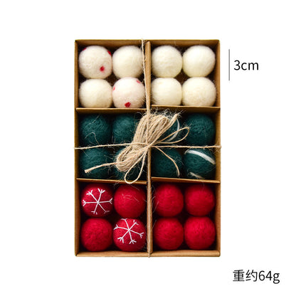 NUCHI Cross Border Christmas Decorations Wool Felt 24 Pieces suit Christmas Ball Christmas Scene Decorations Pendant