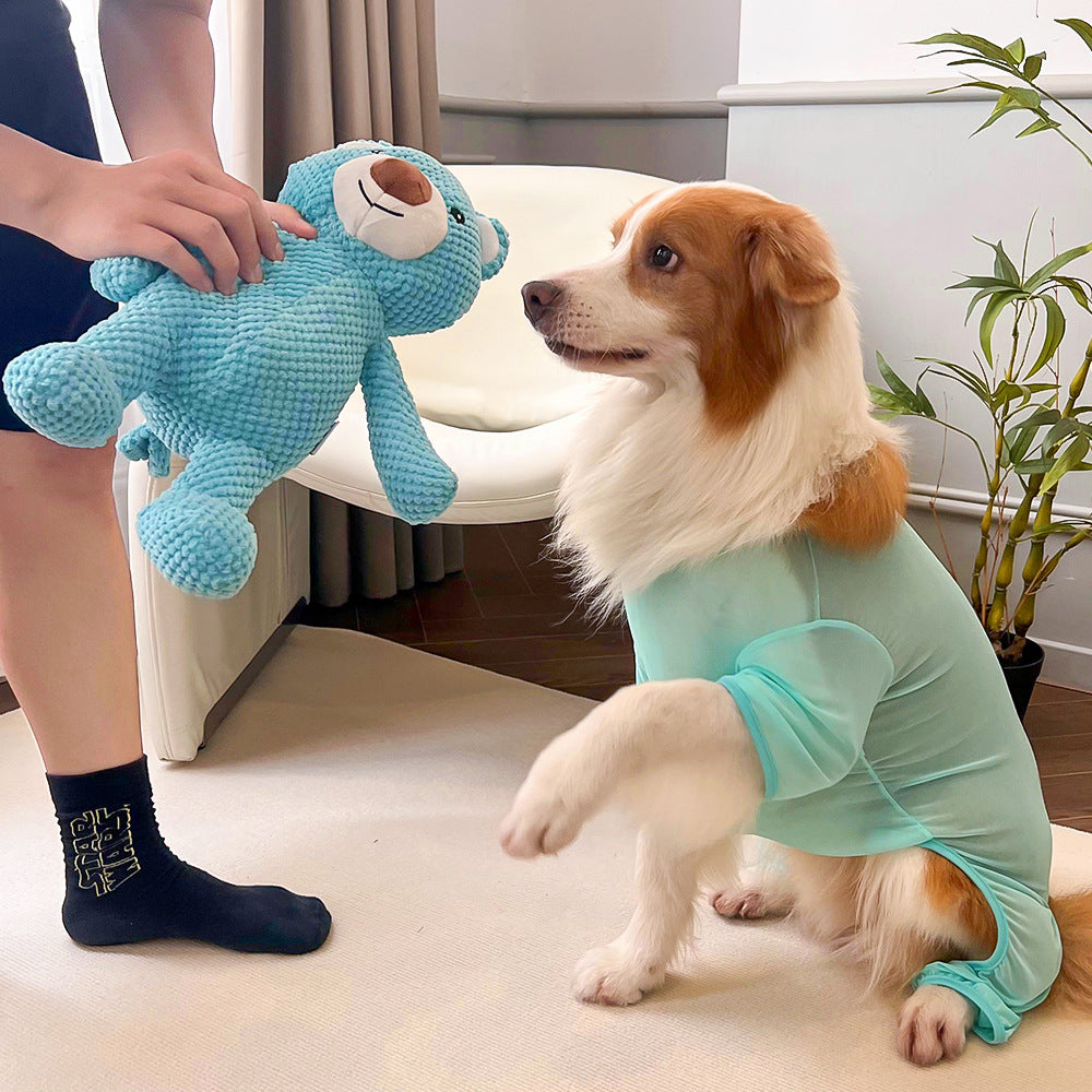 Pet Dog Cat Big Dog Voice Plush Blue Bear Dog Toy Cat Supplies Teddy Fadou Koki Golden Hair