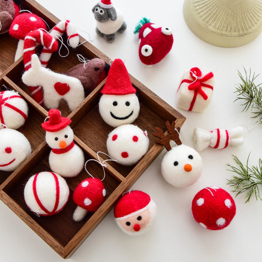 Nuchi Cross-Border Christmas Decorations Wool Felt Reindeer Snowman Santa Claus Flag Tree Topper Star Christmas Tree Ornaments