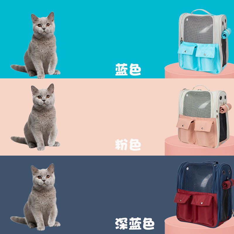 Pet Backpack, Portable Backpack for Outings, Cat Pet Bag, Large Capacity Space Capsule, Portable Canvas, Breathable and Comfortable
