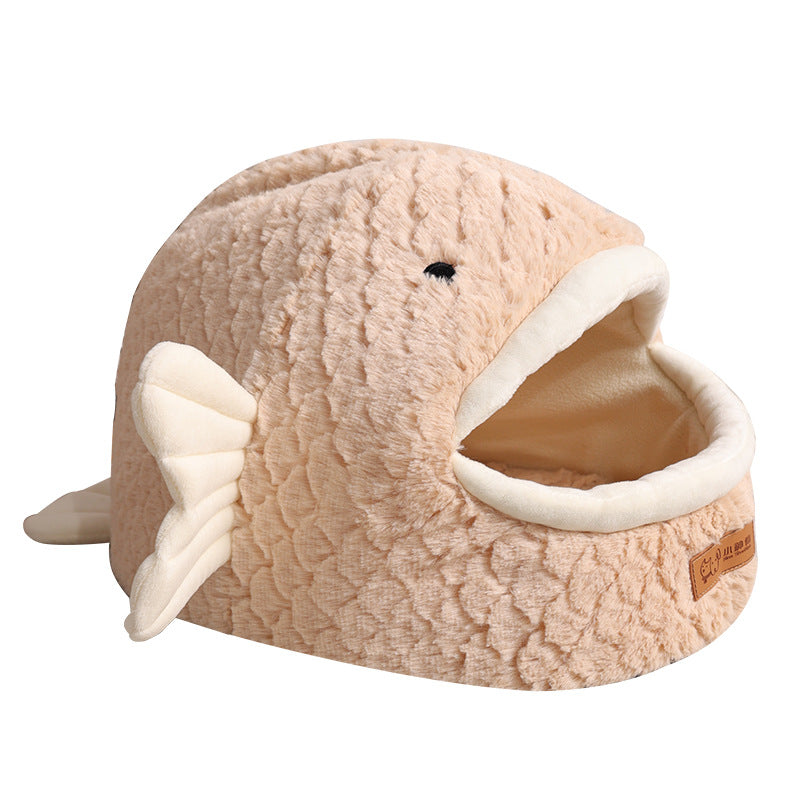 Amazon Cat Nest Autumn and Winter Warm Drilled Hole Dog Nest Pet Cage Sponge Striped Pet Nest Semi-closed Cross-border Exclusive