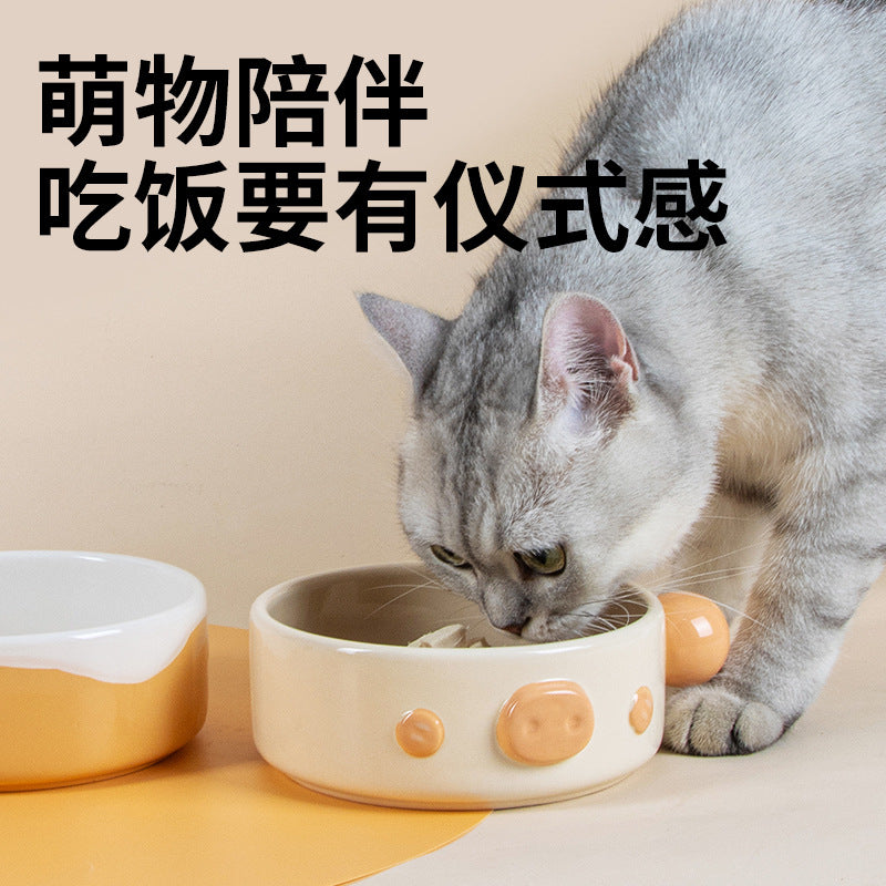 Leyoupai cat bowl ceramic neck protection Pet Bowl cat dog drinking double bowl anti-knock dog bowl Cat Basin pet tableware