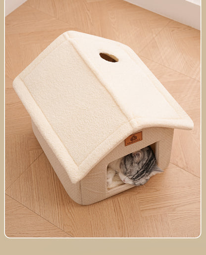 Cross-Border Winter Cat Nest, Detachable and Washable, Warm and Thickened Enclosed House Nest, Suitable for Kittens and Small Dogs