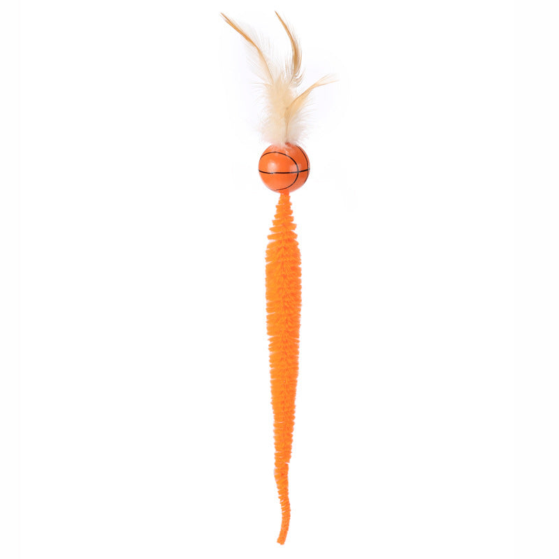 Cat Toy Camphor Wood Pet Debug Ball Feather Fun Cat Stick Caterpillar Self Hi Cat Toy Pet Toy