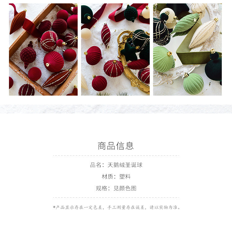 NUCHI cross-border Christmas decorations Christmas ball flocking ball Christmas ball Christmas ball Christmas tree decoration pendant
