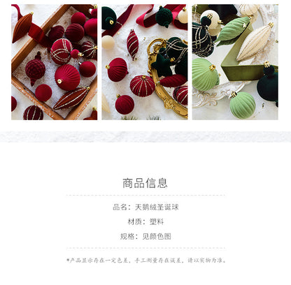 NUCHI cross-border Christmas decorations Christmas ball flocking ball Christmas ball Christmas ball Christmas tree decoration pendant