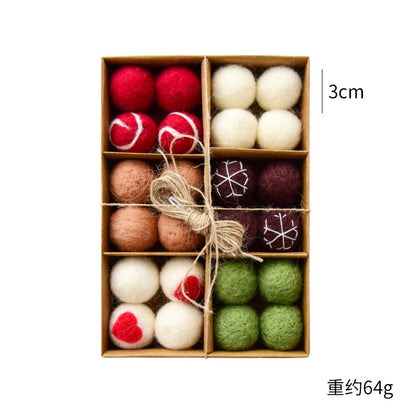NUCHI Cross Border Christmas Decorations Wool Felt 24 Pieces suit Christmas Ball Christmas Scene Decorations Pendant