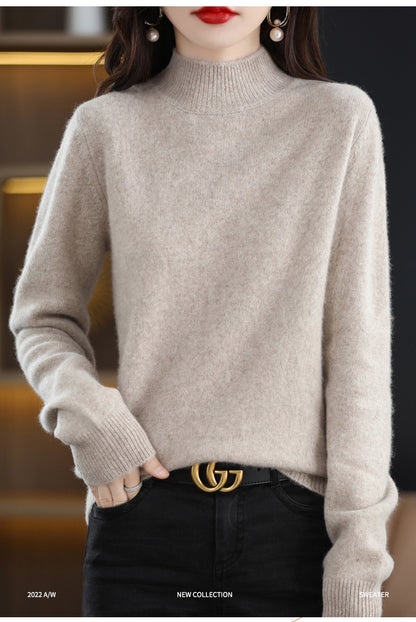 Autumn and Winter New Sweater Women's Half-turtleneck Long-sleeved Women's Top Loose Slimming All-match Sweater Pullover Sweater