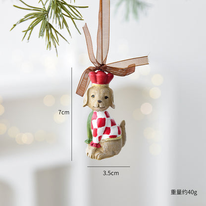 Nuchi Cross-Border Retro Resin Christmas Tree Ornaments Christmas Decoration Wreath Hanging Decorations Christmas Decoration Gifts