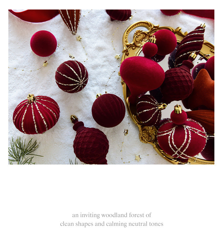 NUCHI cross-border Christmas decorations Christmas ball flocking ball Christmas ball Christmas ball Christmas tree decoration pendant