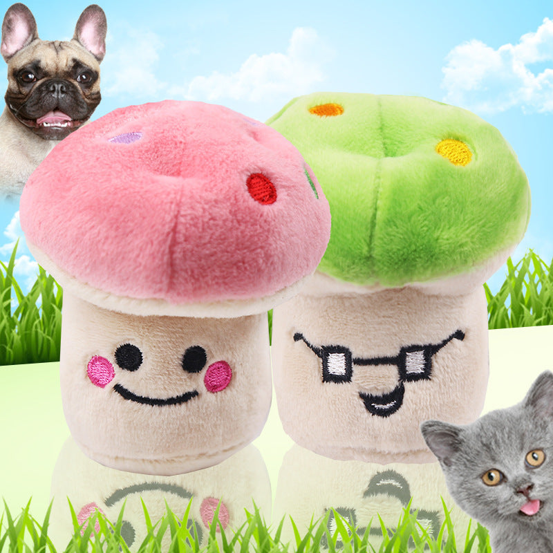 Pink Mushroom Green Mushroom Plush Sound Pet Dog Cat Toy Wholesale Dog Supplies Cat Relief