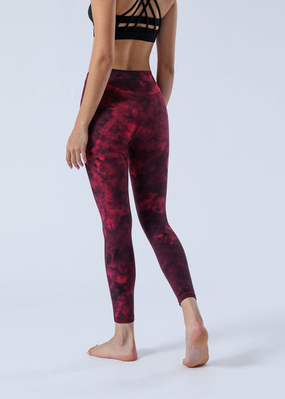 2023 Spring and Summer New Naked Yoga Pants Women's No Embarrassment Line High Waist Hip-lift Tie-dye Yoga Fitness Cropped Pants